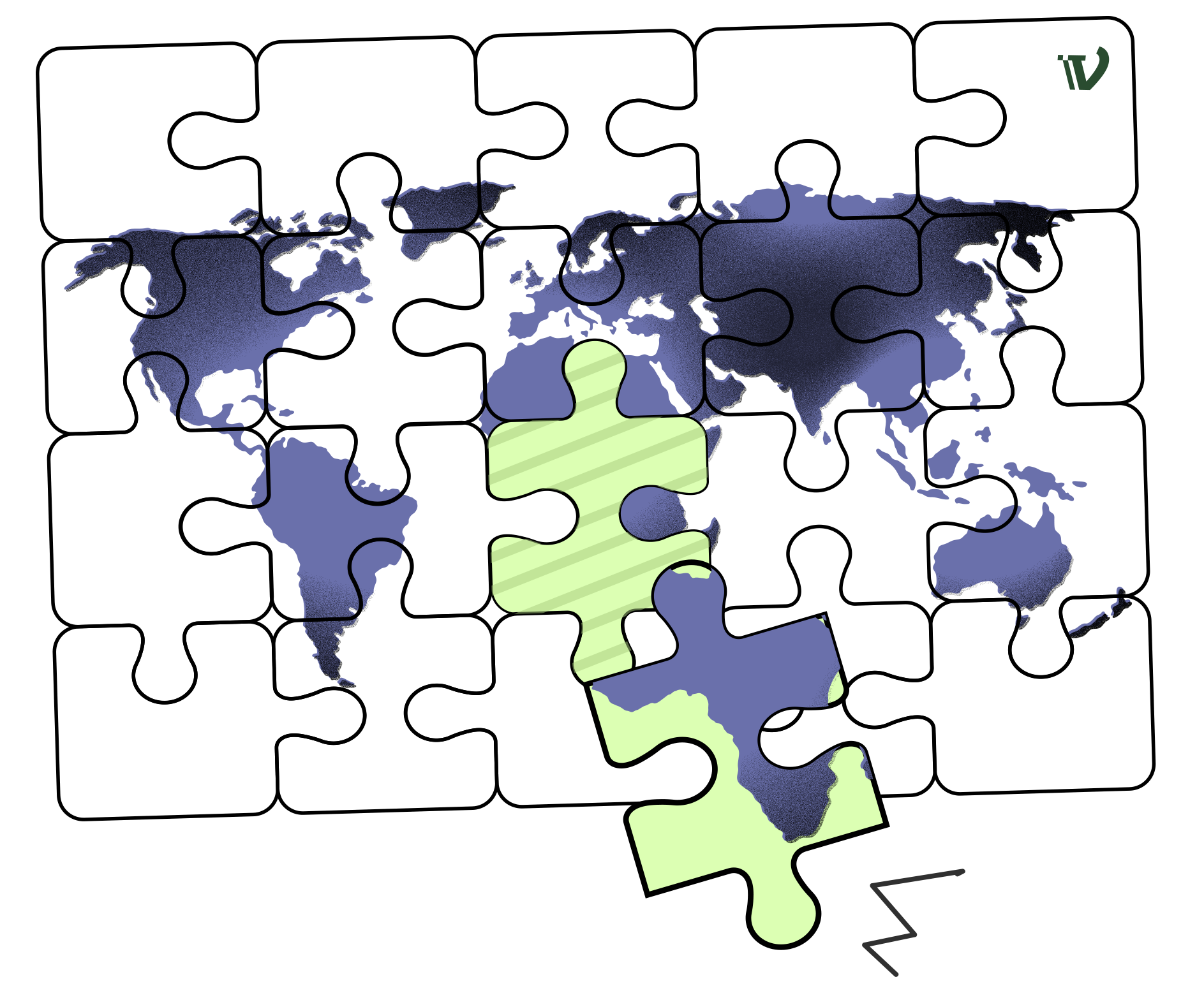 ilustração de um quebra-cabeça do mapa do mundo