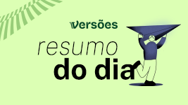ilustração de uma pessoa segurando um avião de papel maior que ela e correndo para arremesá-lo